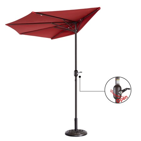 Villacera 9ft Half Umbrella, Red 83-OUT5463